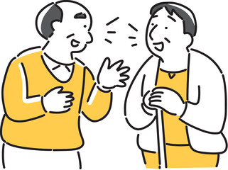 会話を楽しんでいるお年寄り