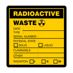 Radioactive waste, sign and sticker