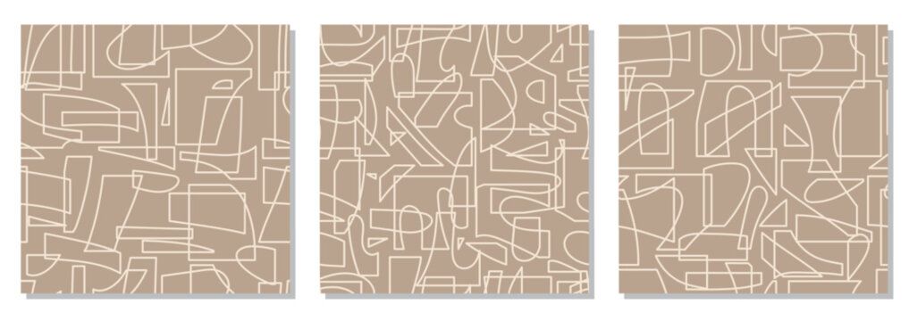 Set of seamless patterns with abstract organic cut out inspired shapes