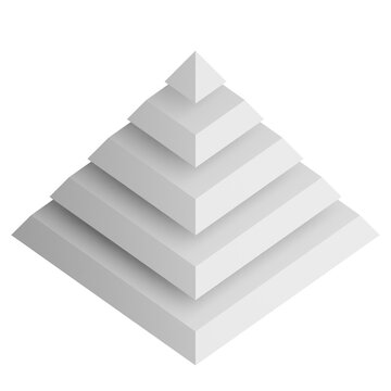 Abstract three-dimensional pyramid design element. 3d infographic presentation pyramid icon.