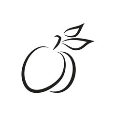 Fruit icon vector design, illustration of food with black and white color.