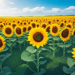 beautiful sunflower field.,generative AI