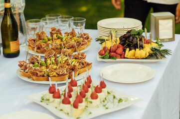 A light appetizer for guests at a wedding buffet. Waiting for a wedding ceremony