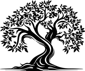 Obraz premium Olive Tree Silhouette, Icon, Logo, and Product Design Element