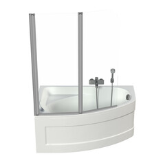 bathtub isolated on a transparent background, 3D illustration, and a CG render