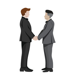 A gay couple in wedding day for LGBTQ+ concept. Vector illustration flat charactor design on white background