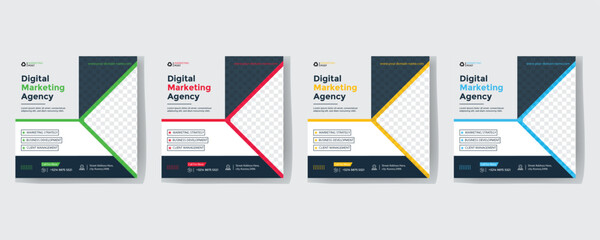 Set of Editable square business web banner design template. background gradients color. Suitable for social media post, instagram story and web ads. Vector illustration with Space to add pictures