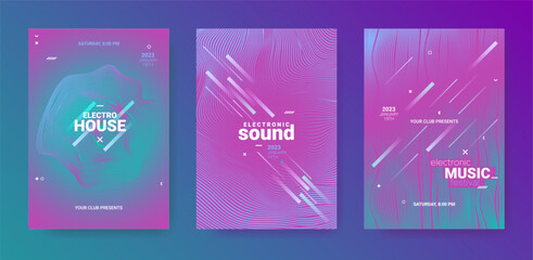 Abstract Music Poster. Electro Party Flyer. Vector Edm Background. - 636906716