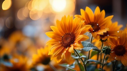 Sunflower on blurred sunny background. Generative AI