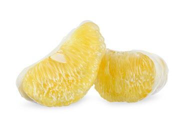 Sliced pomelo isolated on white background.