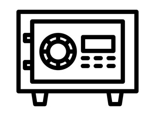 Vector bank safe icon. Line business icon of safe vault finance. Bank locker outline. Sign of steel safe. Editable stroke.
