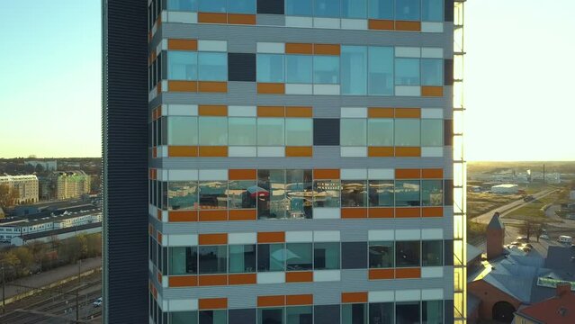 Aerial view of high-rise office building in Linkoping city, Sweden