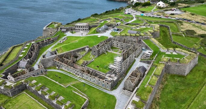 Old Charles Fort next to Bandon riverbanks in Kinsale, Ireland 4k