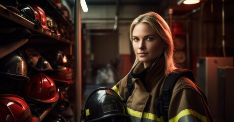Fototapeta na wymiar Female firefighter