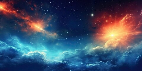 Naklejka premium Cosmic dreams. Nighttime wonders of galaxy. Astral symphony. Nebulae and stars. Celestial harmony. Night sky in deep space