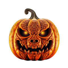 Halloween pumpkin isolated on white transparent background, png, 3d