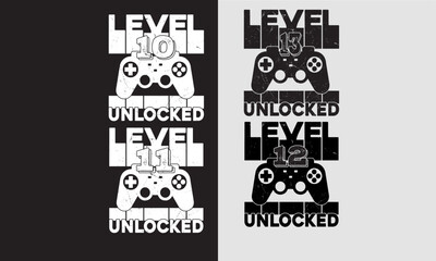 Obraz premium Level 10 to 13 Unlocked gaming bundles,Vintage gaming shirt,10 year gaming Bundles.