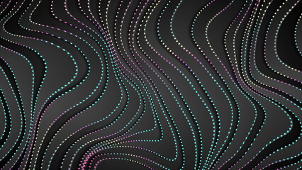 Holographic refracted wavy dotted lines abstract background