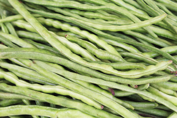 healthy food fresh green beans in the market