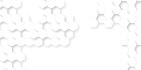 Fototapeta premium Abstract background with hexagons honeycomb technology texture. Hexagonal shape structure light seamless geometric background. Surface polygon pattern with glowing hexagon and futuristic business.