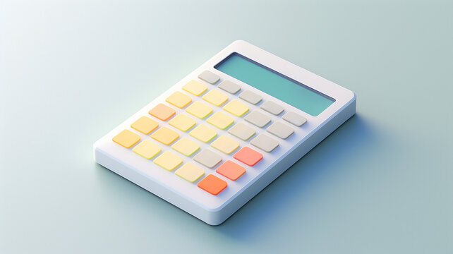 Illustration of a digital calculator device software algebra math tool counting computing