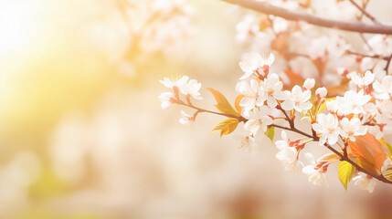 Obraz premium Spring's Radiance: Sunshine on a Beautiful Flowering Branch