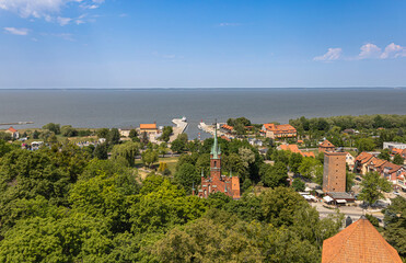 Obraz premium View from the bell tower on the port in Frombork, northern Poland