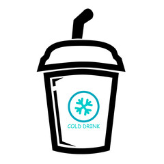 simple vector a cold drink with straw, isolated on white