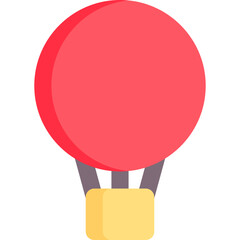 Hot air ballon in flat icon. Transportation, summer, vacation, travel