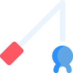 Fishing rod in flat icon. Hook, bait, hobbies, holiday, sport