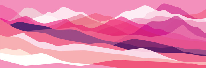 Color mountains, waves, abstract shapes, modern pink and purple background, vector design Illustration for you project - 636914176