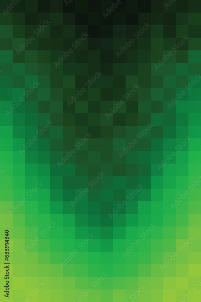 Wall mural abstract background with vertical pixel square shapes. green mosaic pattern gradating to black. desi
