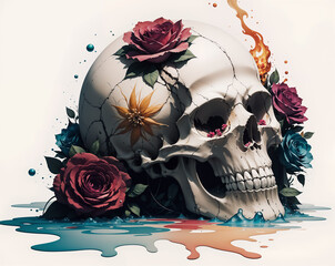 skull in ink splash art
