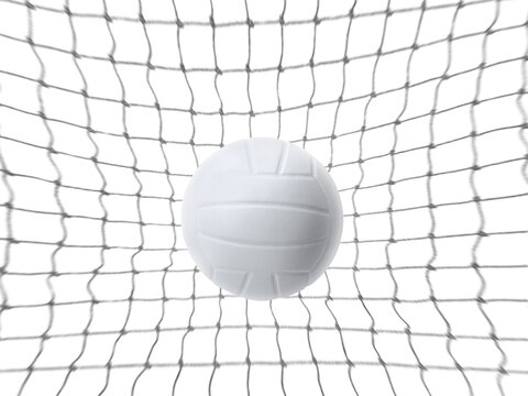 volleyball in the net on a white background