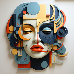 abstract face of a beautiful woman colourful art