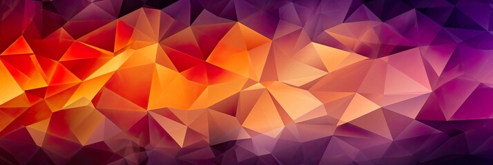 Geometric lines, triangles abstract crystalline pastel colors. Orange, pink, purple, coral, lilac panoramic Halloween celebration background. Luxury card, banner for business, industry. Halloween.
