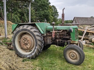 Czech historical tractors - Zetor 25 tractor, still used at traditional small family farm, veteran vintage diesel tractor Zetor
