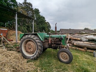 Czech historical tractors - Zetor 25 tractor, still used at traditional small family farm, veteran vintage diesel tractor Zetor
