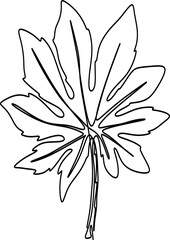 One-line art. one continuous line art. a leaf illustration isolated on white