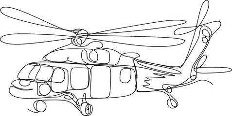 Fototapeta premium One line art. continues line art. hand drawn illustration of a helicopter