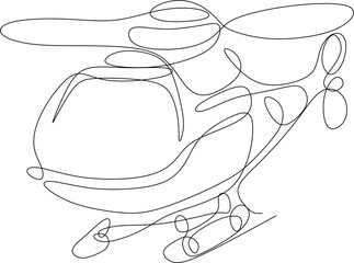 One line art. continues line art. hand drawn illustration of a helicopter
