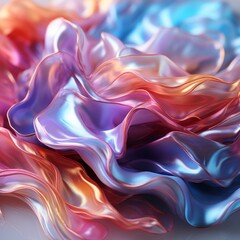 Fototapeta premium An iridescent panorama unfolds, melding holographic nuances with soft pastel shades. This foil backdrop emanates a trendy gradient, encapsulating creative allure.