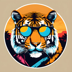 tiger head in sunglass vector illustration