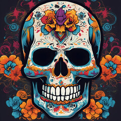 skull with a flowers inspired by coco