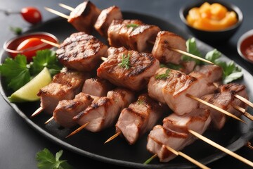 shish kebab on skewers