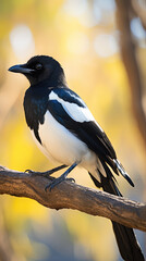 Portrait of an Eurasian magpie - Pica pica. Generative AI.