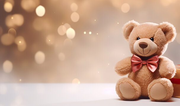 A cheerful teddy with a bowtie, perfect for adding joy to your holiday and celebration.