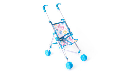 Blue stroller toy isolated on white background