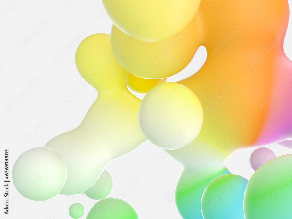 Aufkleber abstract 3d art background. colorful floating liquid blobs, soap bubbles, metaballs.