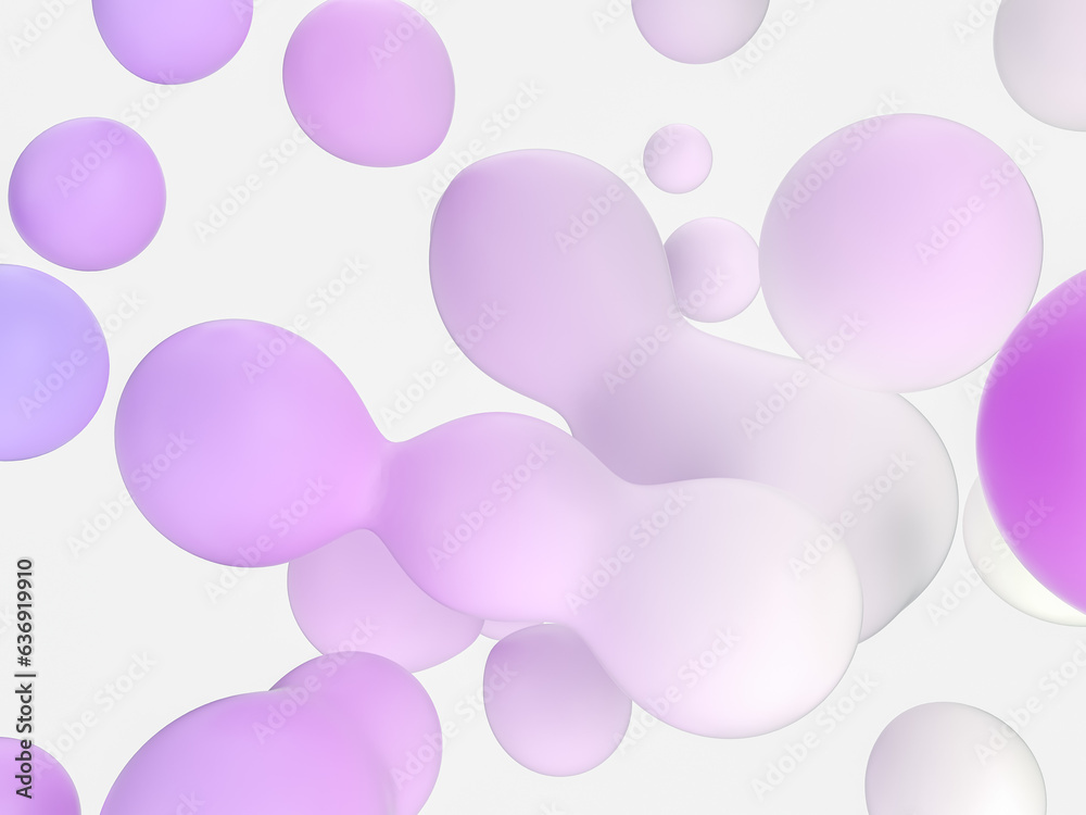 Poster Abstract 3d art background. Colorful floating liquid blobs, soap bubbles, metaballs.